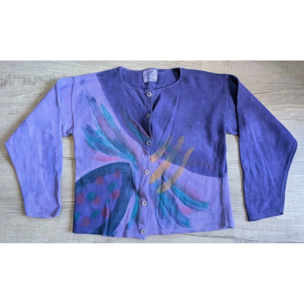 Vintage Sloop Jones Tie Dye Art Artsy Long Sleeve Shirt Cardigan S/M Button Down